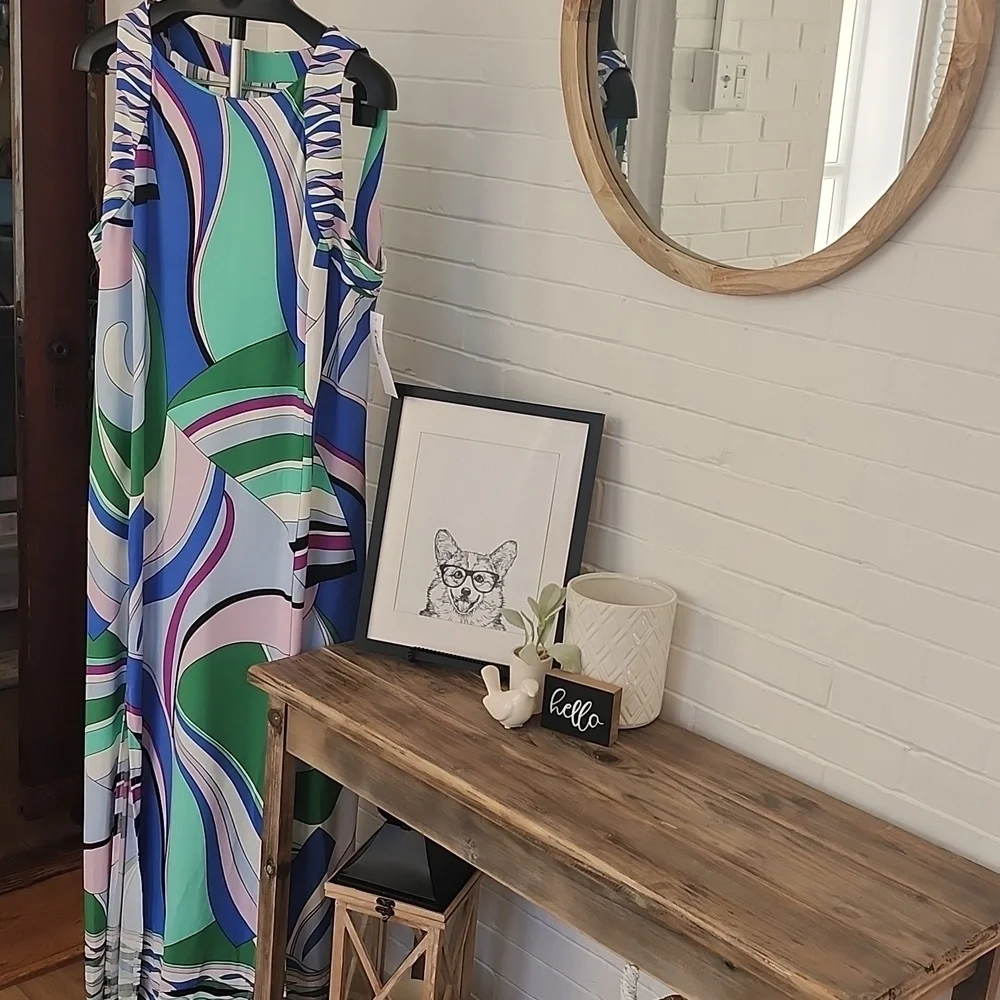 London Times Multicolor Abstract Dress, 2x - Picture 1 of 9